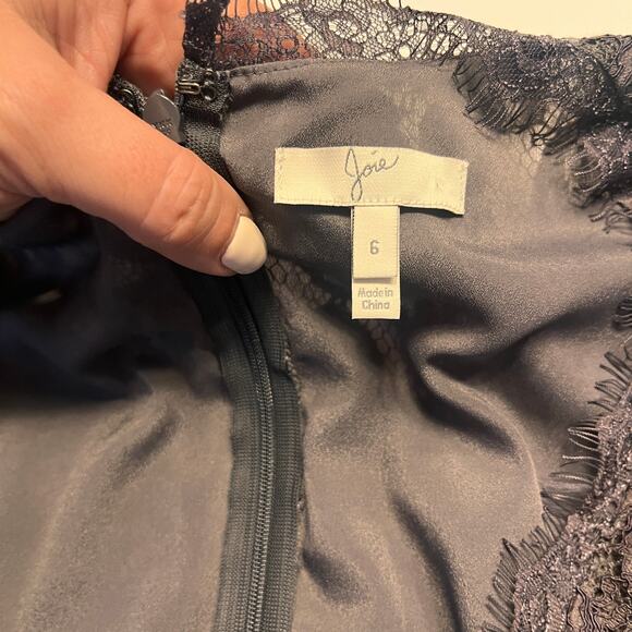 Joie Women's Steel Gray Eshe Fit Flare Scoop Neckline Lace Mini Dress Size 10 - Picture 8 of 11